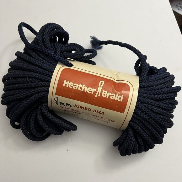 Vintage Heather Braid Macrame Cord 8mm 60 Yds Knotting Weaving Craft Knit Blue - Picture 1 of 5